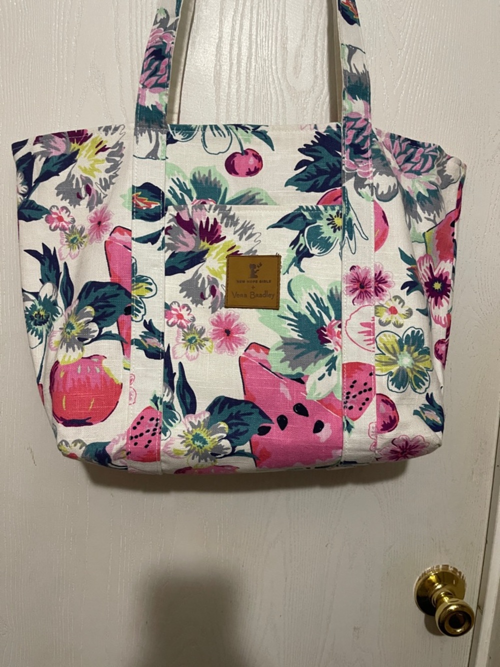 Vera Bradley Floral Canvas Tote in Pink, Green & Navy BNWOT